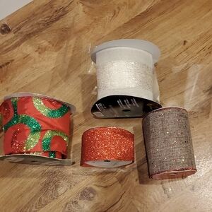 Festive Ribbon Set with Glitter Accents
